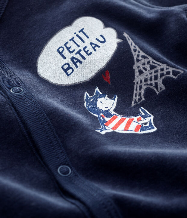 Tutina pigiama blu navy beb&eacute; in ciniglia SMOKING